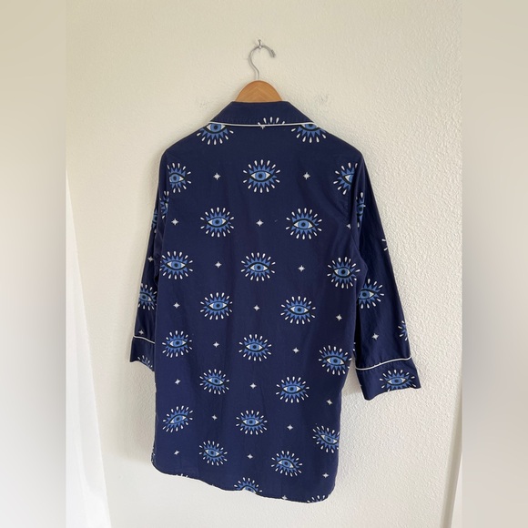 PRINTFRESH evil eye navy blue print sleep shirt / size M - Picture 5 of 6